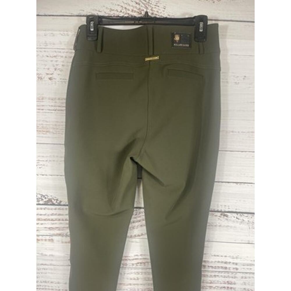 Holland Cooper Pants Women's 12 Green Skinny Ankle Zip Pockets Stretch Gold Zips - Picture 8 of 11